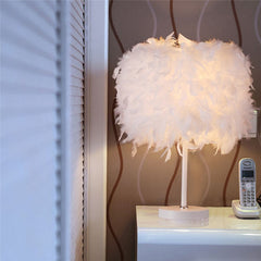 Modern Feather Shade Bedside Table Lamp - DIY Decor Gift for Bedroom, Home - No Bulb Included