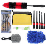 13PCS Tire Detail Brush Set - Short Handle, Interior/Exterior Cleaning, Leather & Air Vents Care Tools