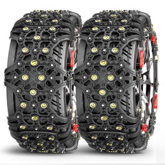 2pcs Full Cover Tire Snow Chains - Anti-Slip, Quenched Steel Studs for Winter Safety