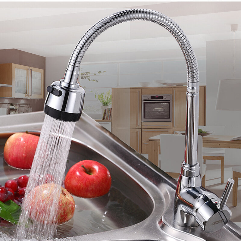 Solid Brass Kitchen Faucet - Flexible Pull Tap for Hot & Cold Water