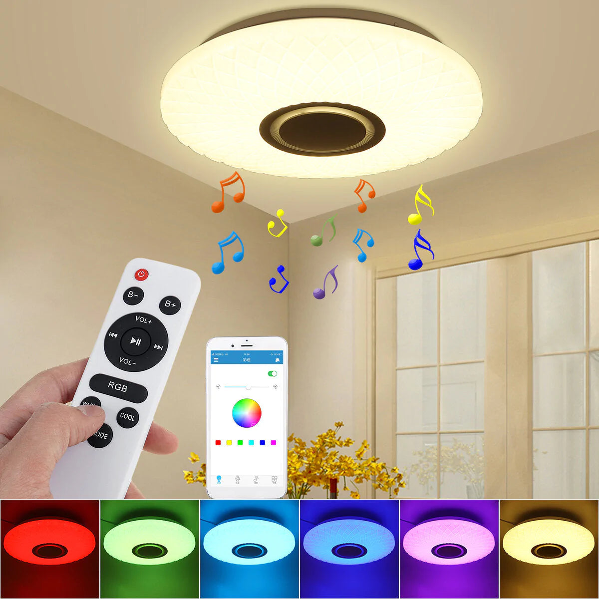 112LED Modern Dimmable RGB Ceiling Light with WIFI and APP Remote Control