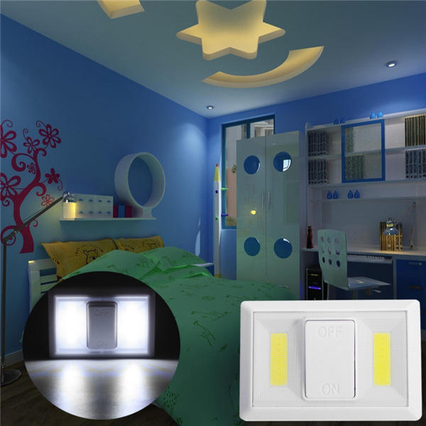 Battery Operated Wireless COB LED Night Light - Super Bright Switch Lamp for Cabinet, Closet, Garage