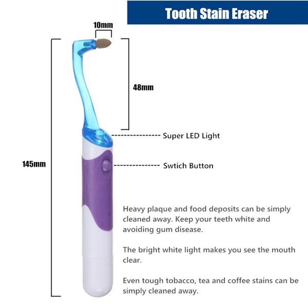 LED Oral Dental Mirror Plaque Remove Tooth Stain Eraser Set