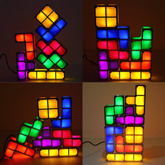 DIY Tetris Puzzle LED Night Light - Stackable, 7 Colors, Constructible Block Desk Lamp, Novelty Toy, Children's Gift