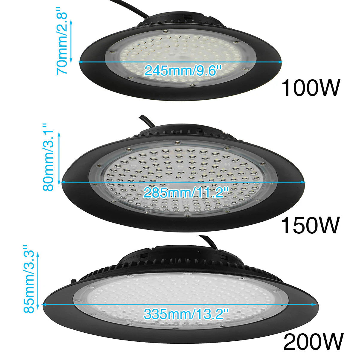 100W 150W 200W LED High Bay Workshop Lights - UFO Industrial Warehouse Shed Lamp