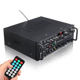 2 Channel HiFi Stereo Audio Power Amplifier with Remote Control, USB, SD, FM, 220V EU Plug