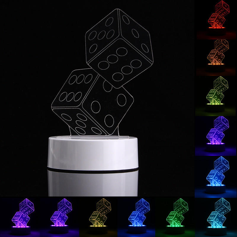 3D Dice Shape RGB USB Night Light - Color Changing LED Table Lamp with 24 Key Controller, Perfect Xmas Gift