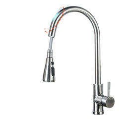 Stainless Steel Smart Touch Kitchen Sink Faucet with Pull-Out Hot/Cold Water Tap