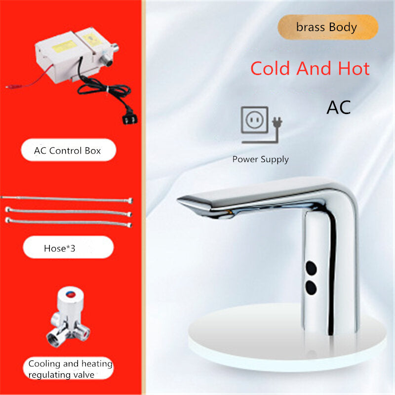 Automatic Sensor Faucet - Hands-Free Infrared Sink Tap with Hot and Cold Mixer for Bathroom Basin