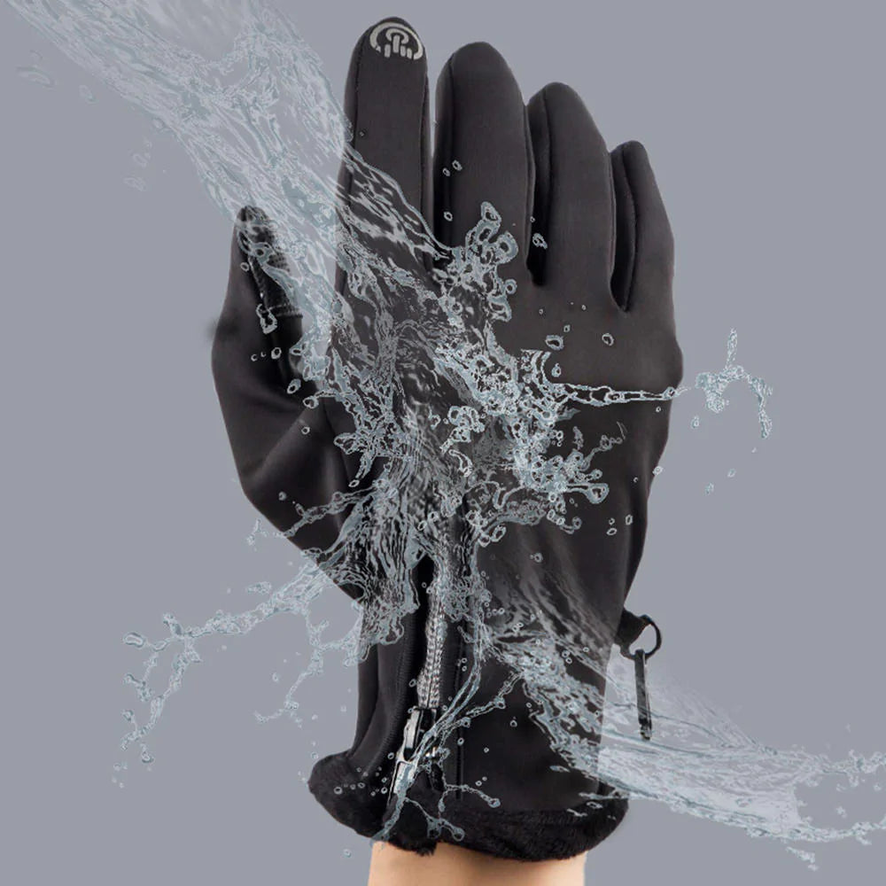 Unisex Winter Ski Gloves: Waterproof, Warm, Full Finger, Touch Screen, Zipper, Plus Velvet for Outdoor, Bike, Motorcycle