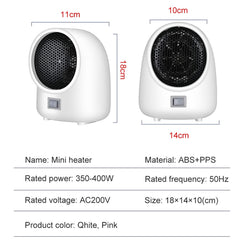 400W Mini Electric Heater, 2-Speed, Quick 3S Heating, 220V/110V, Overheating Protection, Home Hot Fan