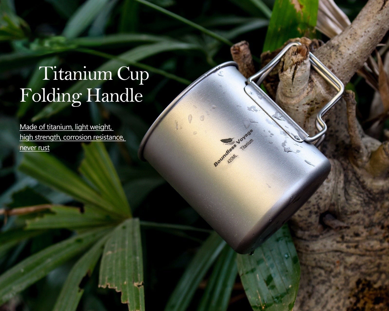 Titanium Sports Bottle with Hanging Lid - Wide-Mouth Tea Cup for Outdoor Camping & Cycling