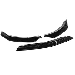 3Pcs Glossy Black Front Bumper Protector Lip Spoiler Trim Covers
