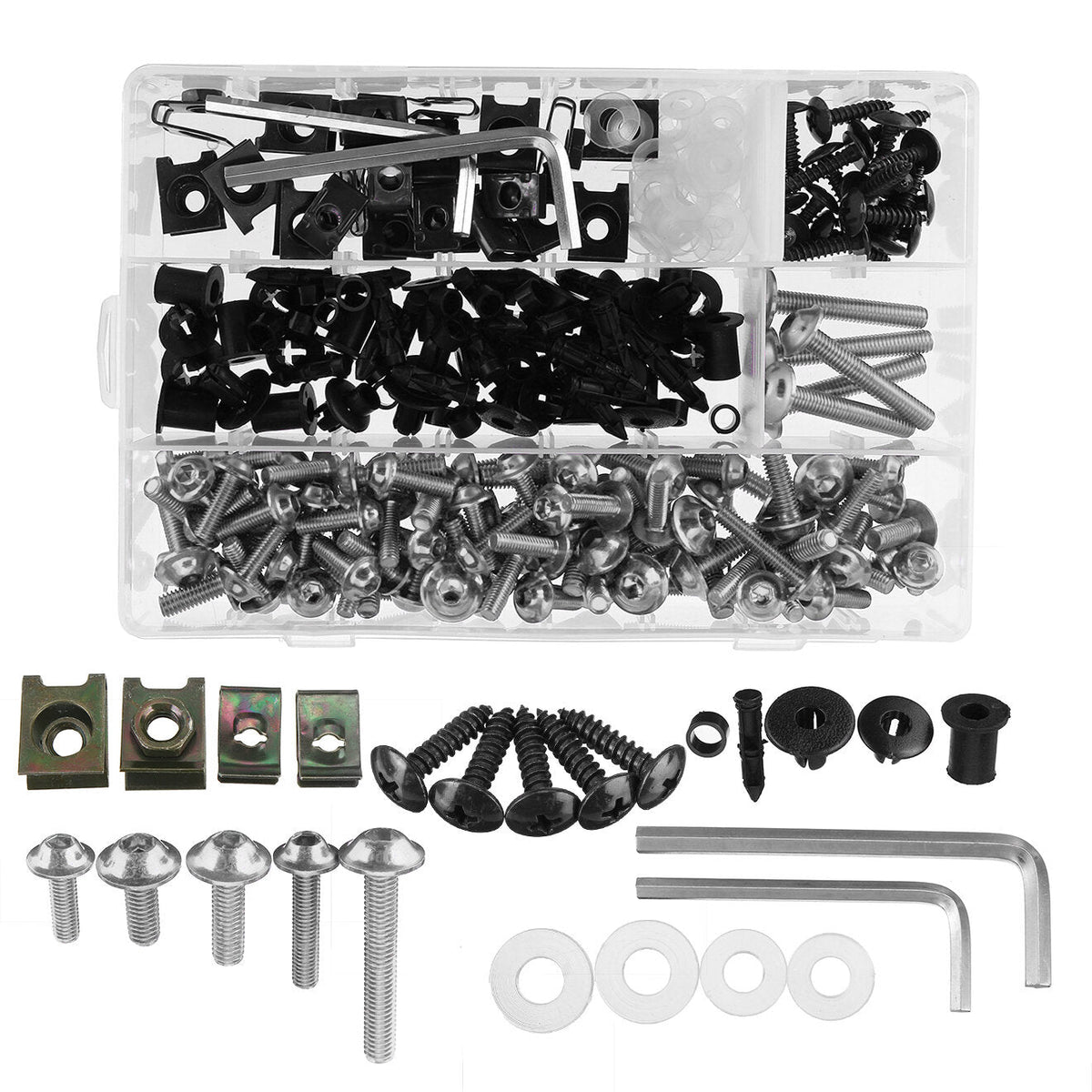 251pcs Motorcycle Sportbike Fairing Bolt Kit - Body Fasteners, Clips, Screws Set