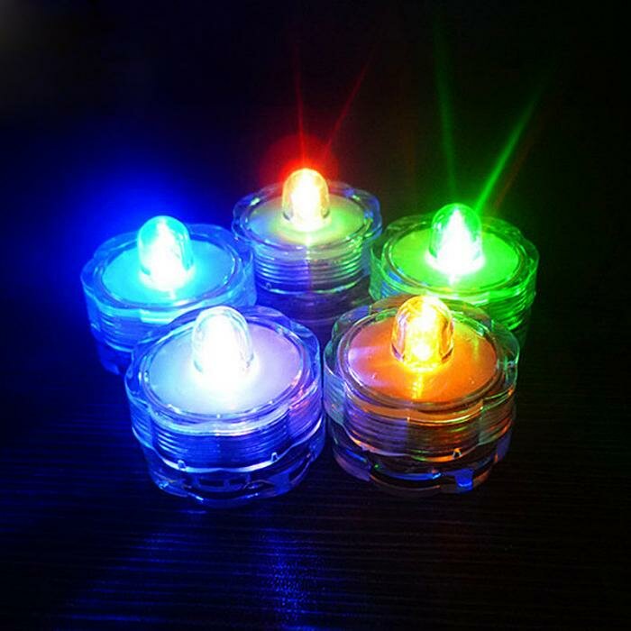 12Pcs Waterproof Flameless Colorful LED Candle Lights for Wedding and Christmas Decorations