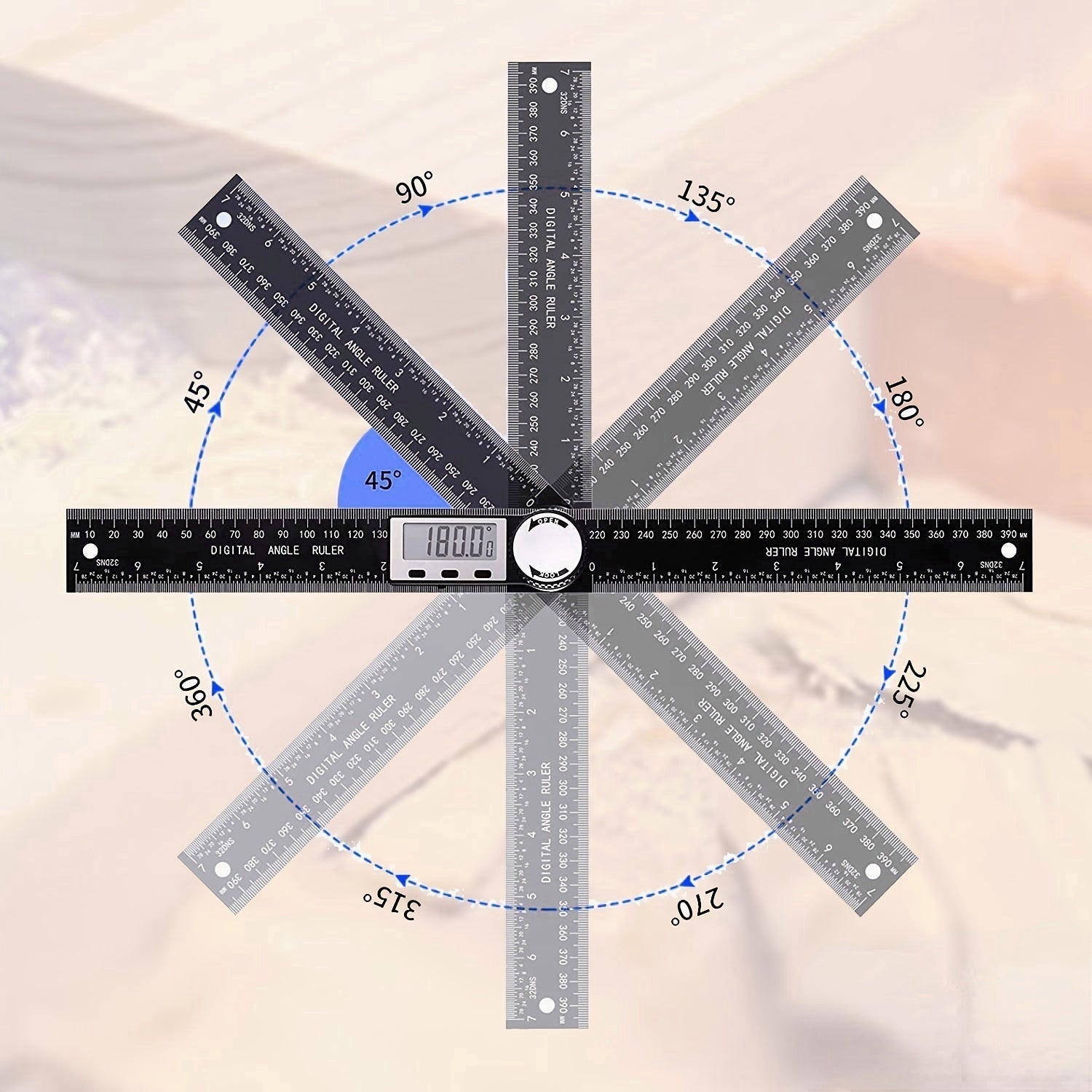 2-in-1 Protractor Angle Measuring Tool for Woodworking and Construction