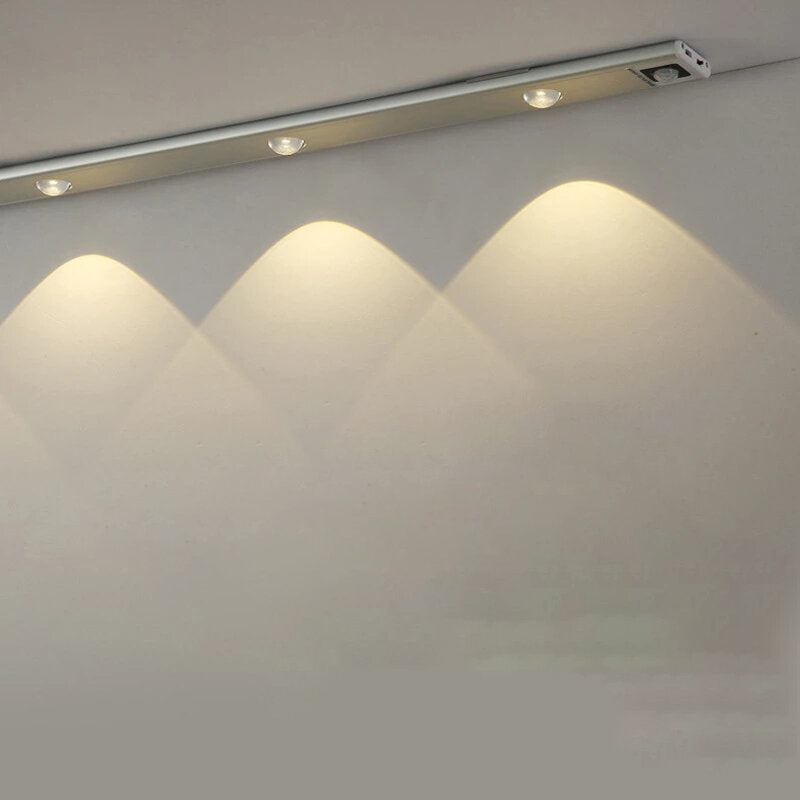 Intelligentes LED-Schranklicht mit menschlichem Körpersensor – ultradünn, USB-Aufladung, stanzfrei, 30/40/60/80 cm, Nachtlicht für den Kleiderschrank