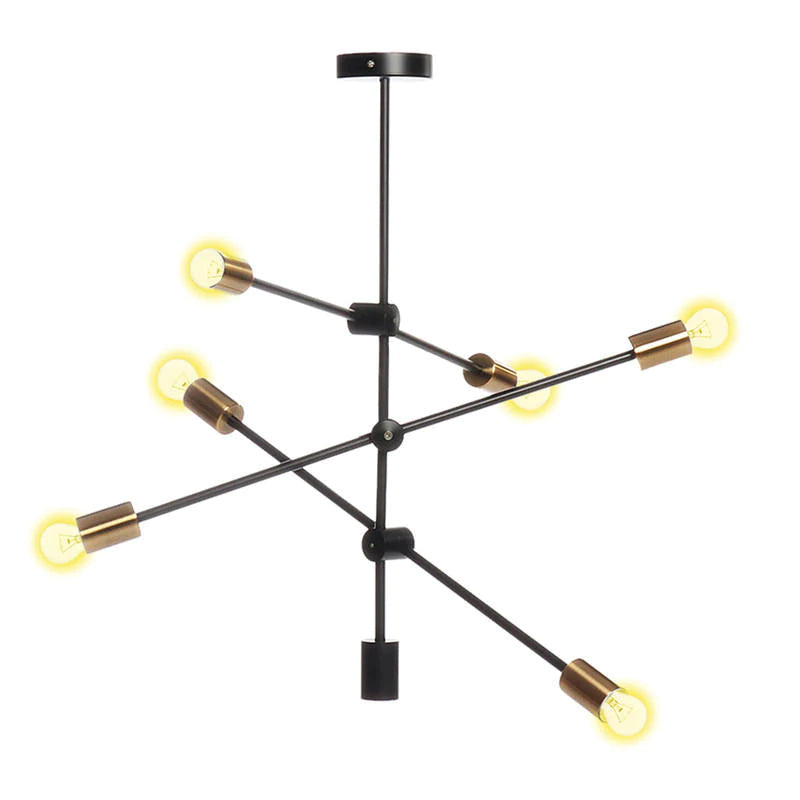 Modern Minimalist 6-Head Flush Mount Ceiling Light Chandelier, Metal Base Pendant Lamp Fixture