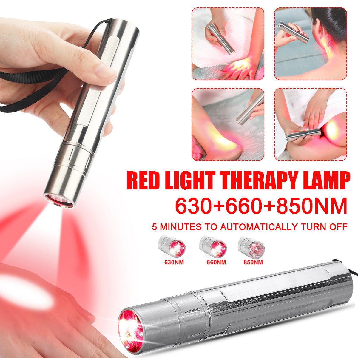 USB Rechargeable Red Light Therapy Lamp - 630NM, 660NM, 850NM Infrared for Joint and Muscle Pain Relief