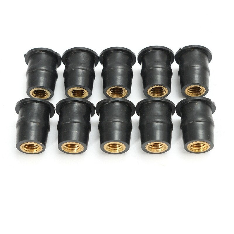 10pcs M4/M5/M6 Metric Rubber Well Nuts Windshield Fairing Screws Universal Motorcycle Cowl Fasteners