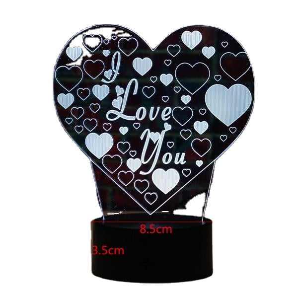 I Love You LED 3D Night Light - Colorful, Remote Control, Touch Sensor, Desktop Lamp