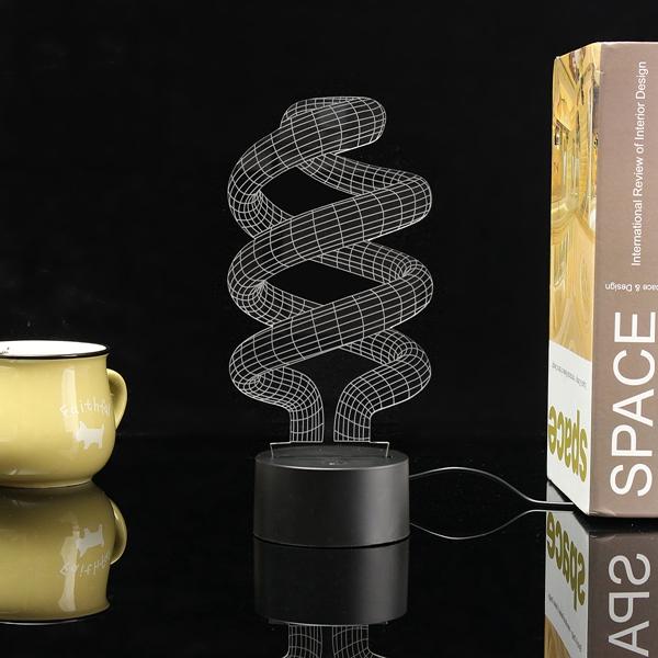 3D Tornado Illusion LED Desk Light - USB, 7 Color Changing Night Lamp