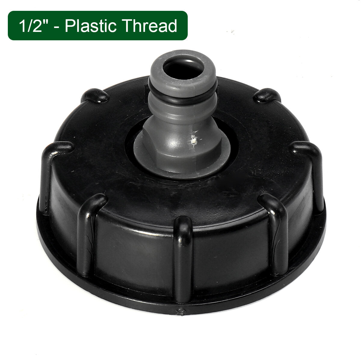 Tank Garden Hose Threaded Cap Adapter Connector Fitting 1/2" & 3/4" Black