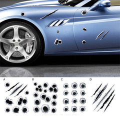 3D Simulated Bullet Holes Car & Motorcycle Scratch Decal - Waterproof, 23x29CM
