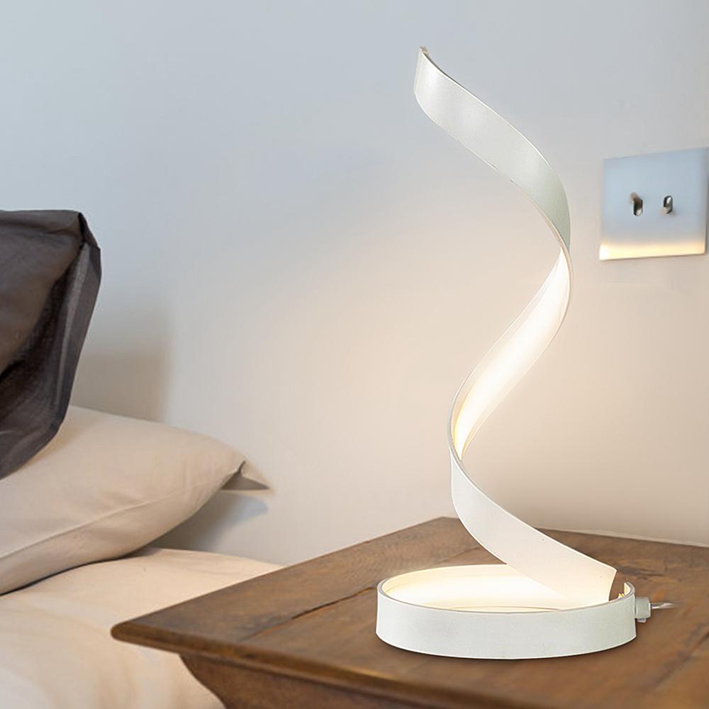 Modern LED Spiral Table Lamp - Creative Curved Design, Warm White Light for Bedside