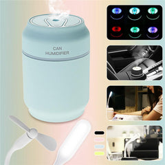 3-in-1 Mini USB Humidifier: Air Mist, LED RGB Night Light, Fan, Air Diffuser