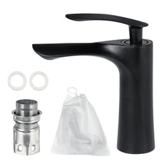 Copper Matte Black Bathroom Faucet - Single Handle, Hot/Cold Mixer for Basin or Kitchen Sink