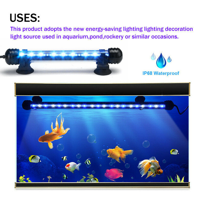 18cm 5050SMD 9LED RGB Aquarium Fish Tank Light - Submersible Waterproof Bar Strip Lamp