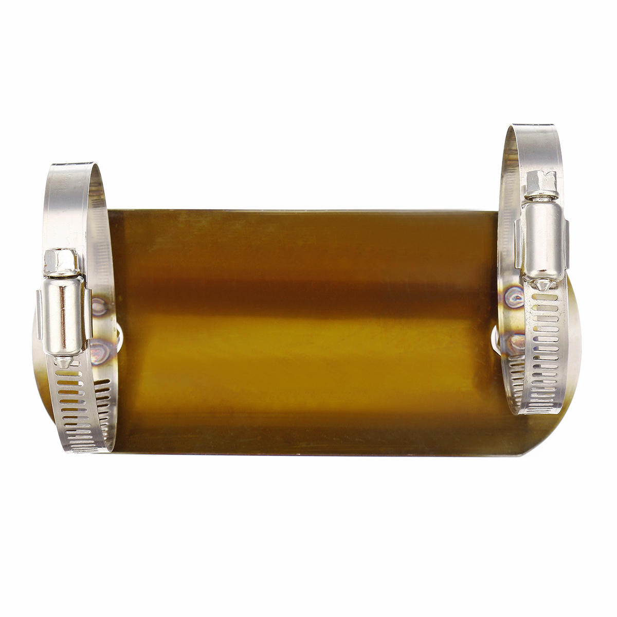 Universal Motorcycle Exhaust Muffler Middle Pipe with Grilled Blue Heat Shield Cover and Heel Guard