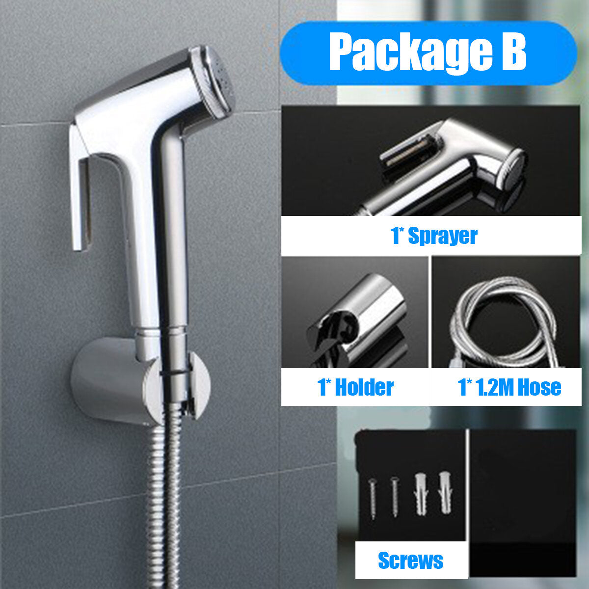 ABS Handheld Bidet Spray Toilet Attachment with Diaper Sprayer Hose and Holder for Bathroom
