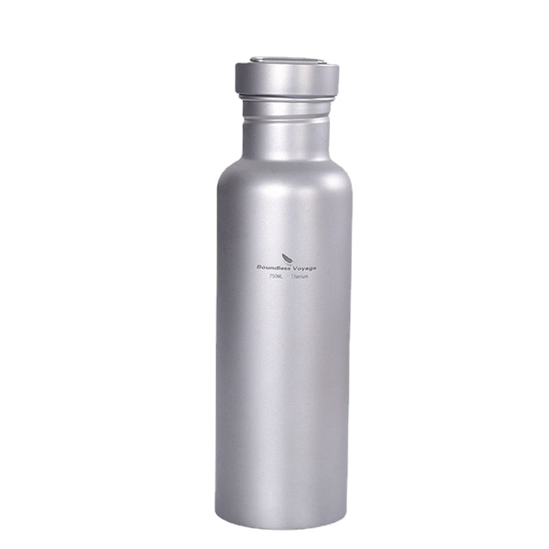 Titanium Sports Bottle with Hanging Lid - Wide-Mouth Tea Cup for Outdoor Camping & Cycling