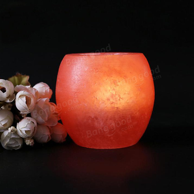 Himalayan Salt Crystal Candle Holder - Natural Air Purifying Tea Light Lamp