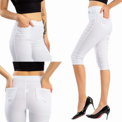 Women's Cotton Blend Yoga Cropped Pants with Pockets - Calf-Length, Daily Wear Sports