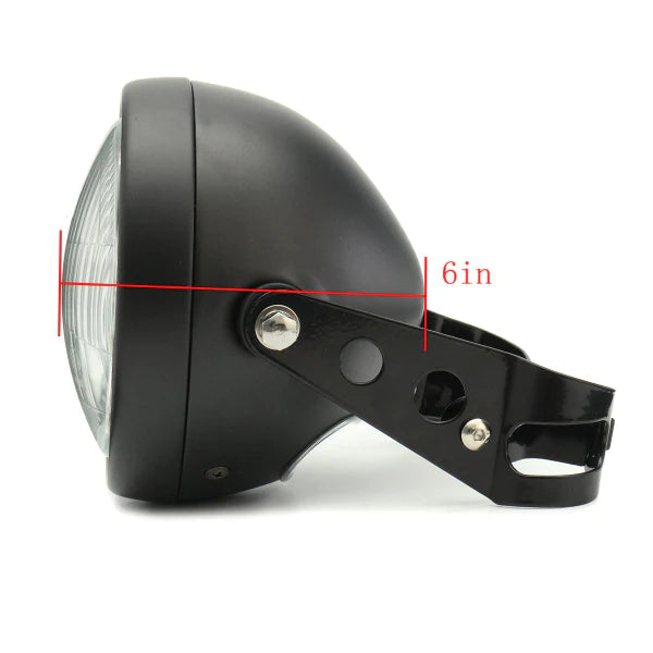 6.5" 12V Motorcycle Headlight Hi/Lo Beam Matte Black with Mount Bracket for Honda Cafe Racer