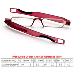 Portable 360 Degree Rotation Folding Reading Glasses for Men & Women - Lightweight Presbyopic Eyewear