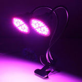 30W Flexible Clip-on LED Grow Light, Full Spectrum Dual Lamp for Hydroponics and Flowering Plants