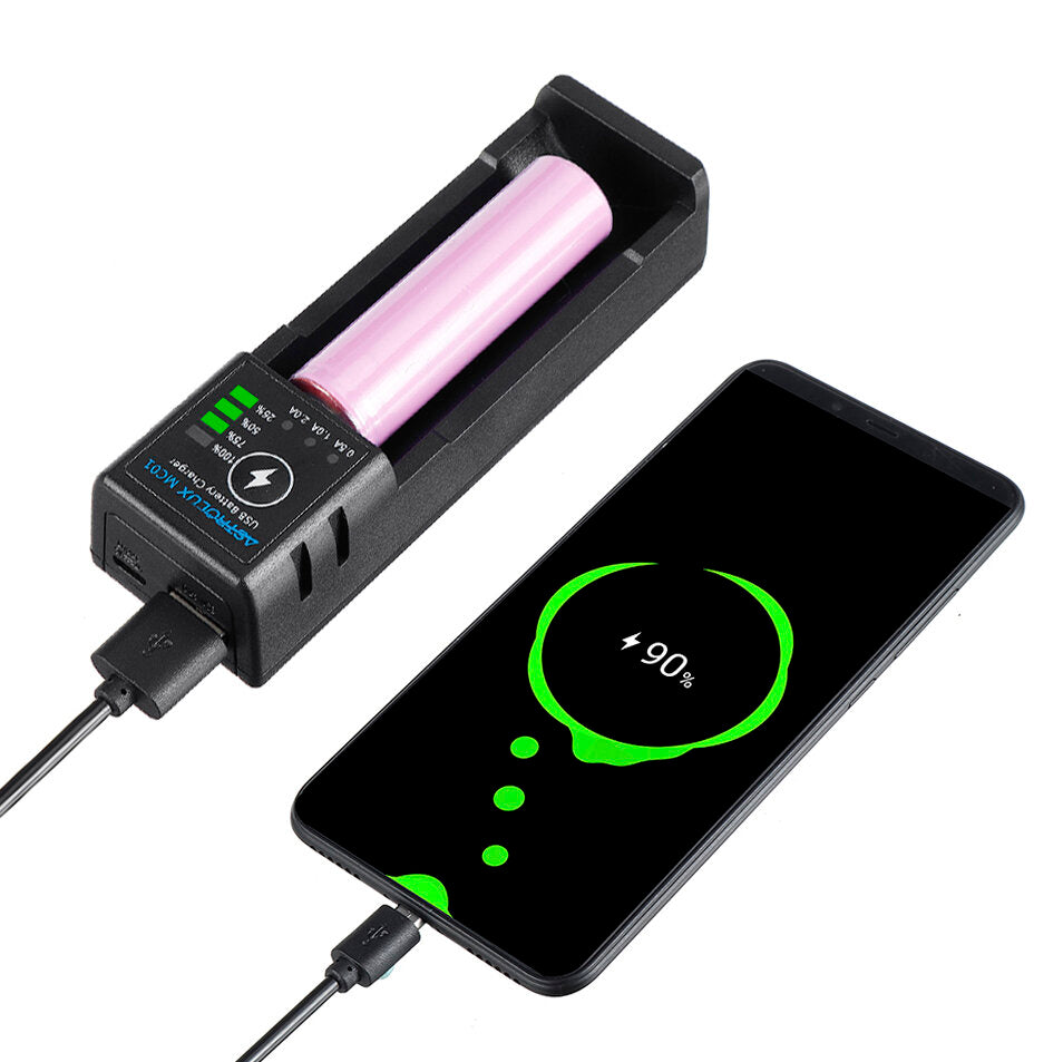 2-in-1 USB Mini Battery Charger & Power Bank for 18650, 21700, 26650, 14500 Li-ion Batteries - Portable & Current Optional