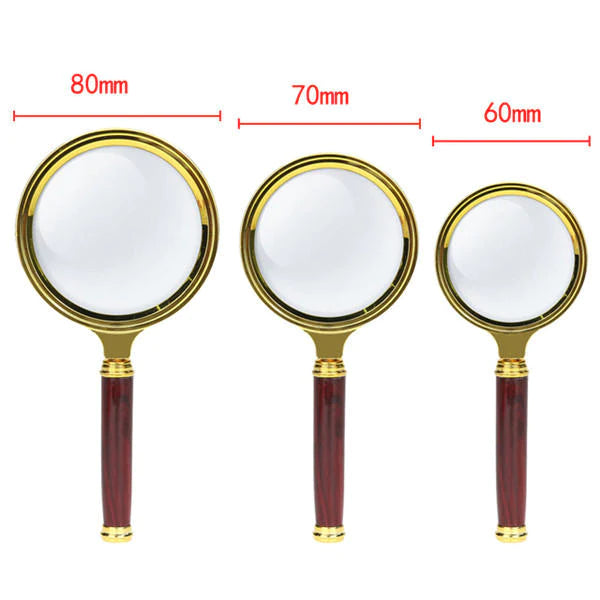 8mm HD 6X Wooden Handle Magnifying Glasses - Portable Reading Glasses