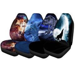 Universeller, rutschfester Autositzbezug für die Vordersitze mit Wolfsaufdruck