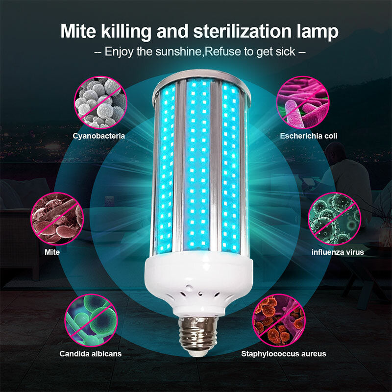 100W UV Germicidal Sterilizer Lamp - LED UVC E27 Home Disinfection Light Bulb