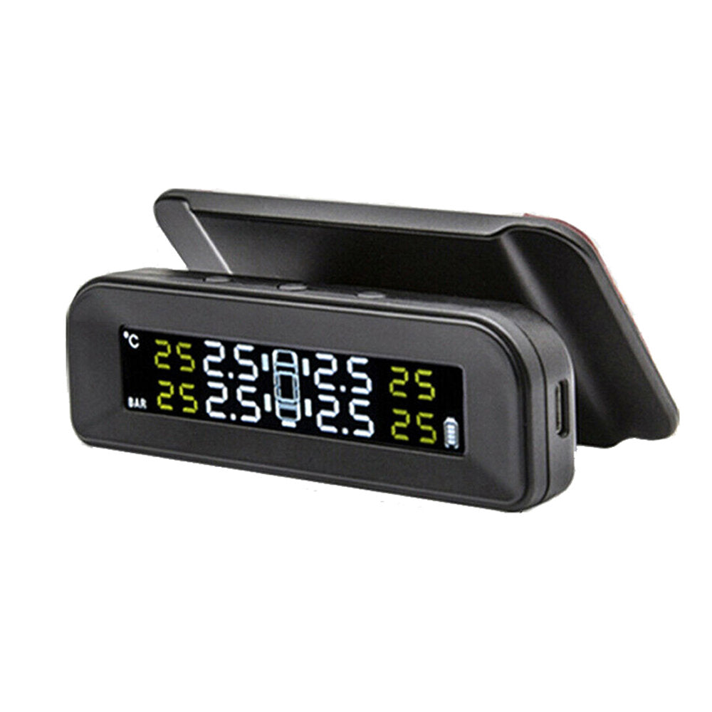 Solar Car Tire Pressure Monitoring System with LCD Screen & 4 ABS Sensors - Real-time Tester