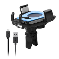 360 Degree Rotation Air Vent Electric Car Phone Holder & Charger Stand Mount for iPhone - ABS Material