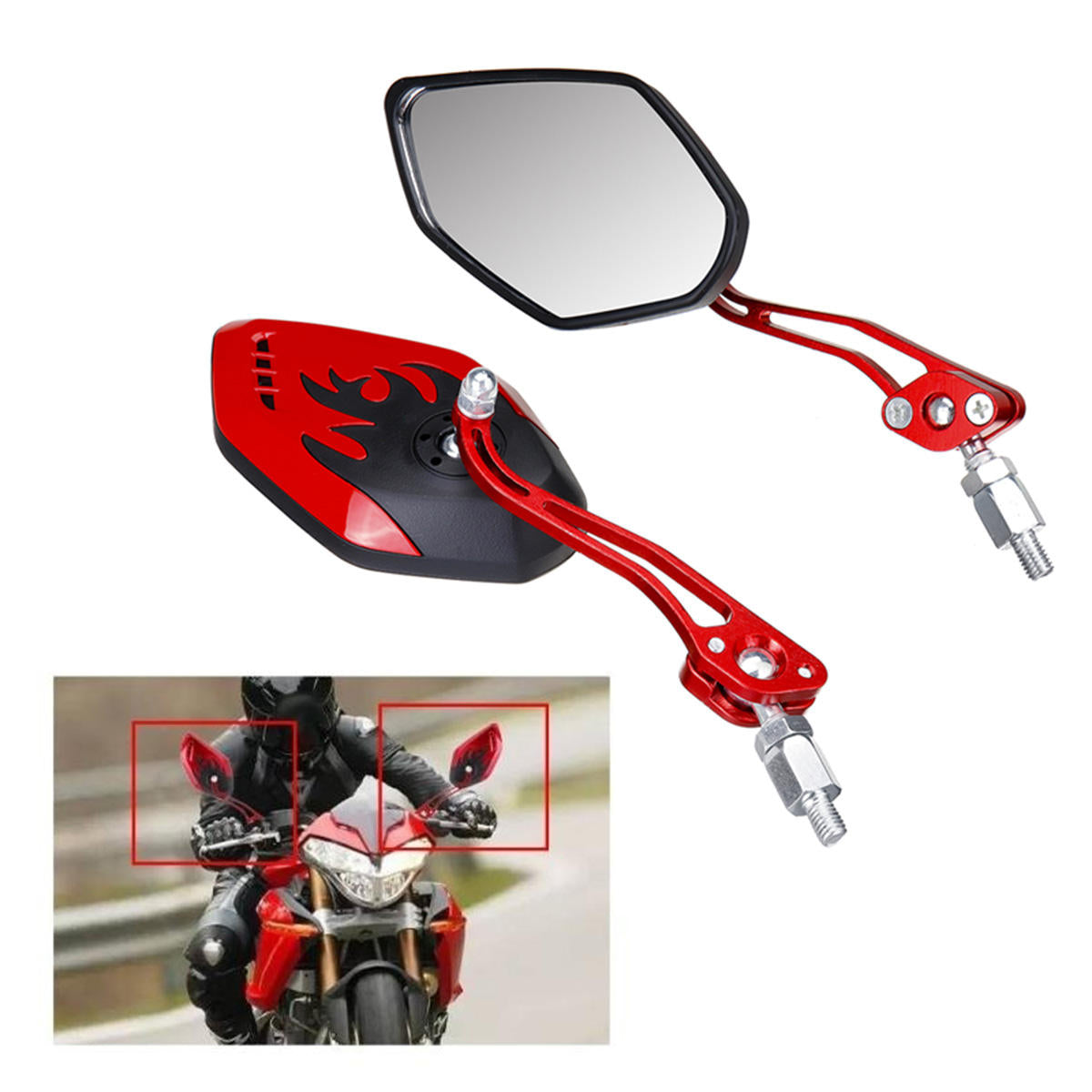 Universeller 8/10 mm Rückspiegel für Motorräder und Roller – passend für die meisten Motorräder.