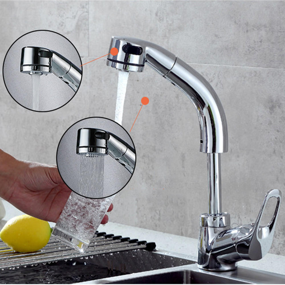 Adjustable Height Bathroom Basin Faucet - Pull Out, Single Handle, Hot & Cold Water Mixer Tap