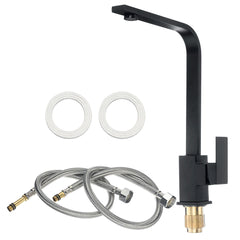 Modern Black Kitchen Sink Mixer Tap - Single Lever Brass Mono Faucet