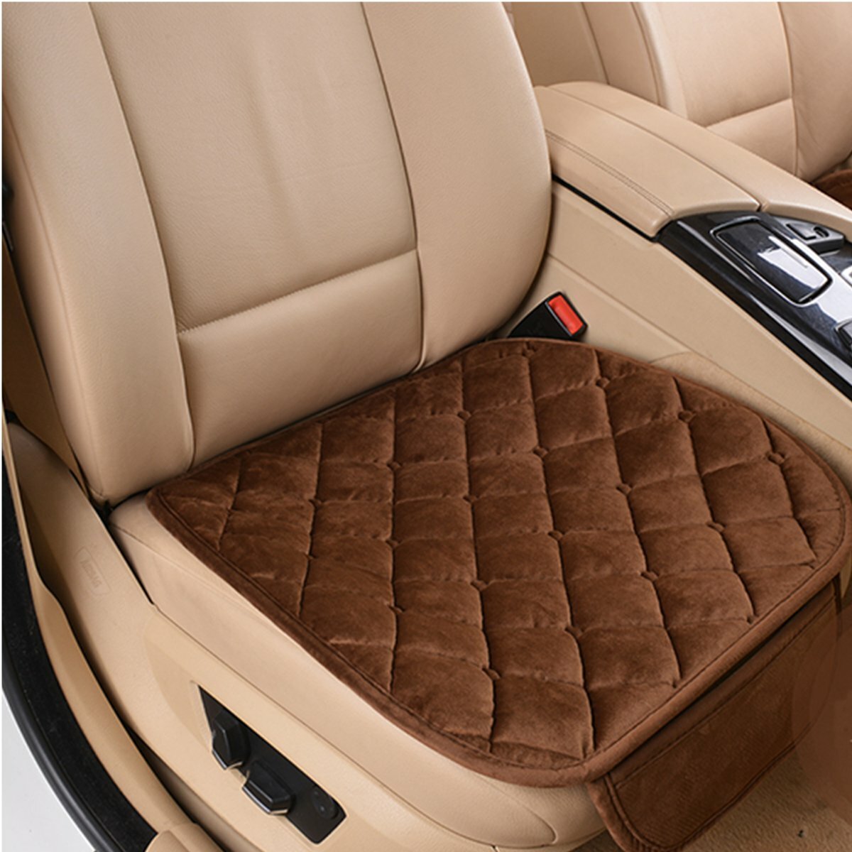 Breathable Plush Car Front Seat Cushion Covers - Four Season Chair Protector Pad Mat